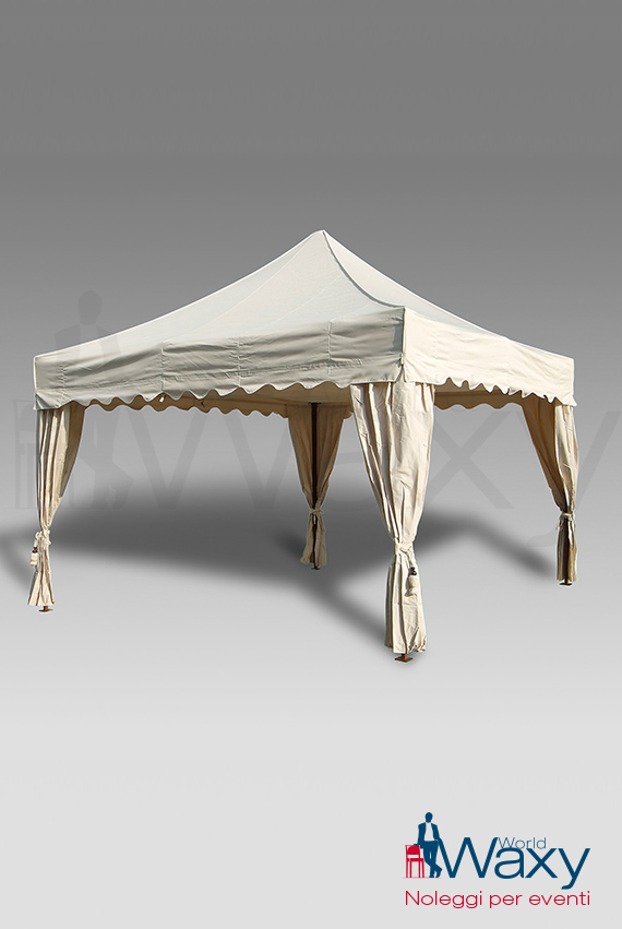 MASTERTEND: tenda mastertent Royal m. 6x4 a pantografo con telo ecrù,  impermeabile e ignifugo compresa di copripali e controsoffitto