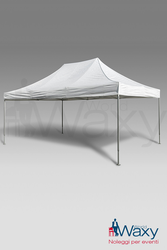 tenda mastertent m. 5x5 a pantografo con telo bianco, impermeabile e ignifugo