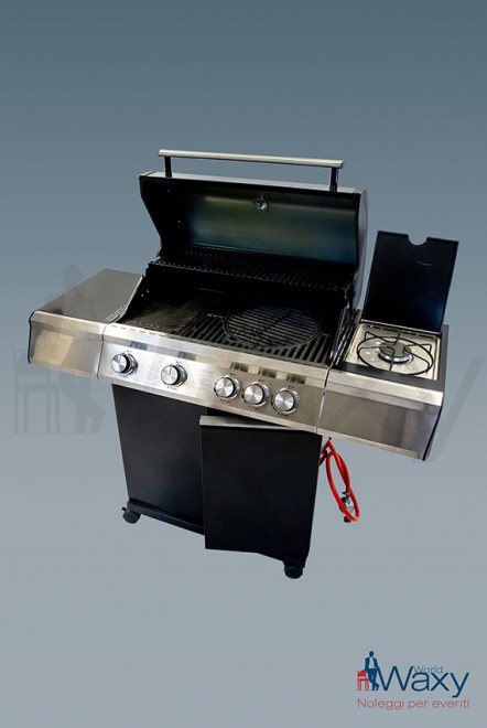 grill barbecue NERO su ruote a gas con coperchio