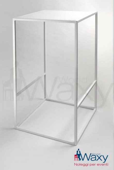 tavolo mangiainpiedi Sofia cm 60x60 piano in legno bianco con gambe in metallo bianco h. 110 cm 
