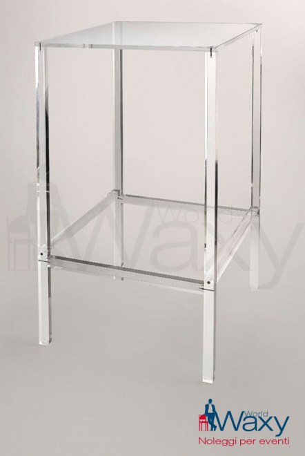 tavolo mangiainpiedi Sofia in plexiglass trasparente piano cm 60 x 60 h. 110 cm