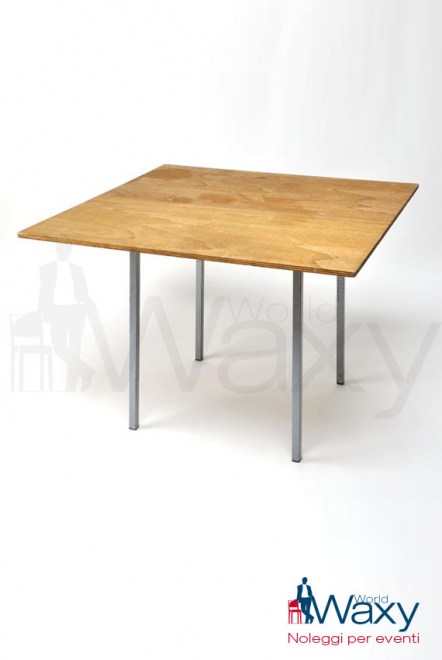 tavolo quadrato cm 100x100 piano in legno grezzo