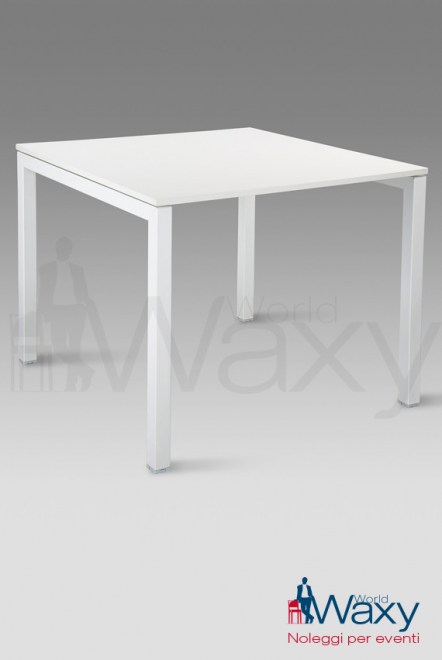tavolo quadrato Martina cm 90x90 piano in lam. bianco gambe met. vern. bianco