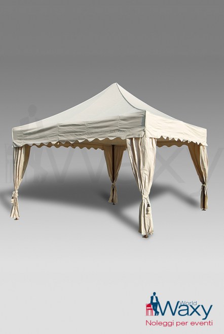 tenda mastertent Royal m. 6x4 a pantografo con telo ecrù, impermeabile e ignifugo compresa di copripali e controsoffitto 