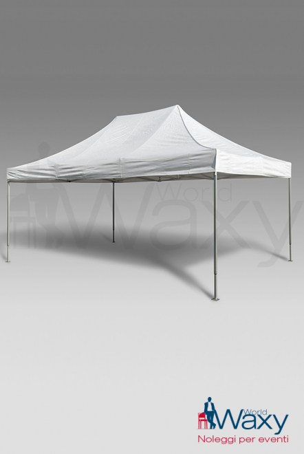 tenda mastertent m. 5x5 a pantografo con telo bianco, impermeabile e ignifugo