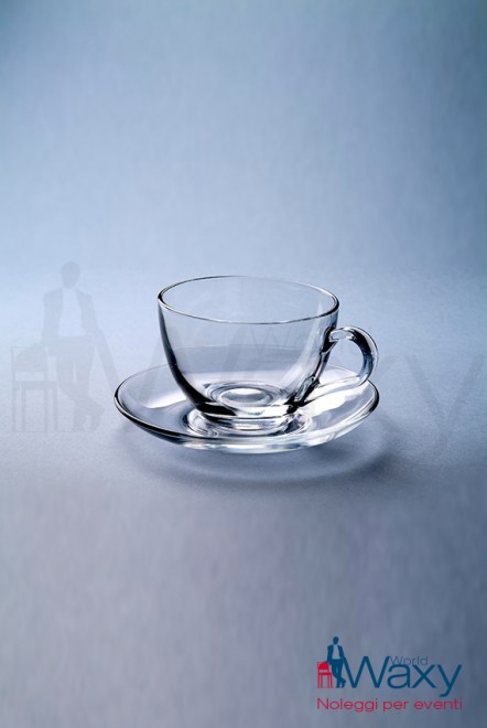 tazza cappuccino in vetro con piattino