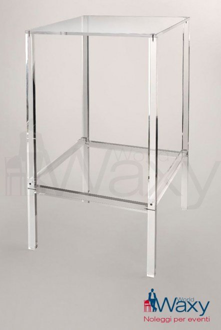 tavolo mangiainpiedi Sofia in plexiglass trasparente piano cm 60 x 60 h. 110 cm