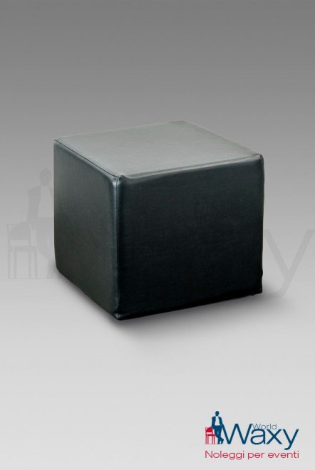 pouf in ecopelle nero cm 50x50 h 45