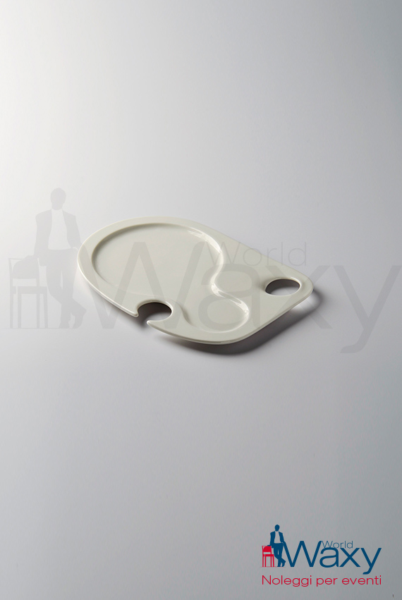 piatto Bento porcellana ovale cm 26x19 con foro porta bicchiere