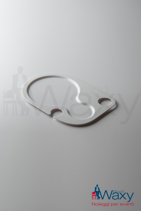 piatto Bento in plexiglass bianco con foro porta-bicchiere