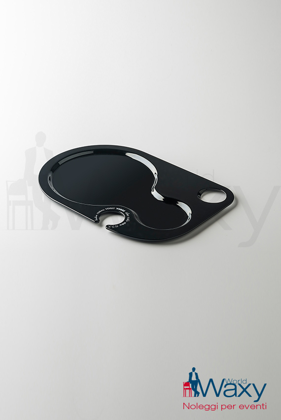 piatto Bento in plexiglass nero con foro porta-bicchiere