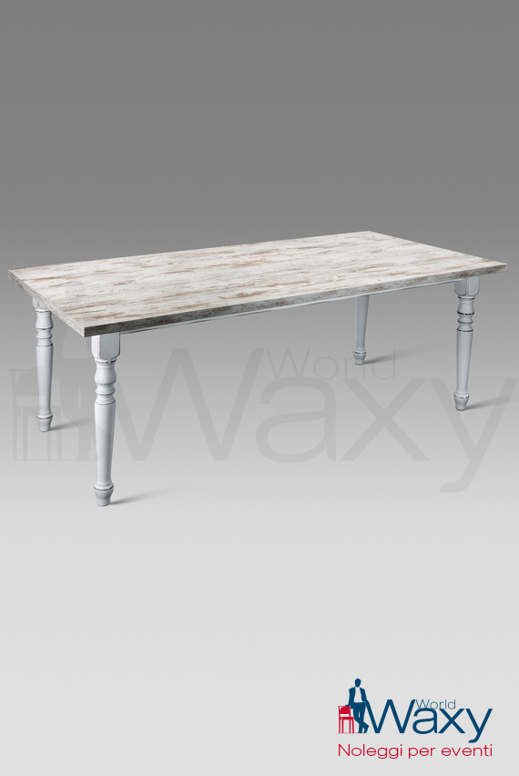 tavolo "shabby" in legno decapato bianco 200x100 cm