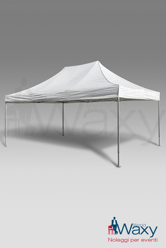 tenda mastertent 6x4 a pantografo con telo bianco, impermeabile e ignifugo